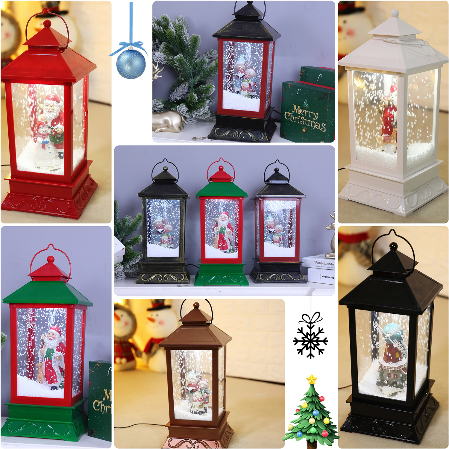 Christmas Snowing House shape Lantern BLMT18 – Bluesland Crafts